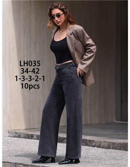jean gris foncé à jambes larges