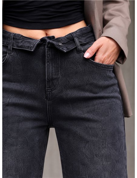 jean gris foncé à jambes larges