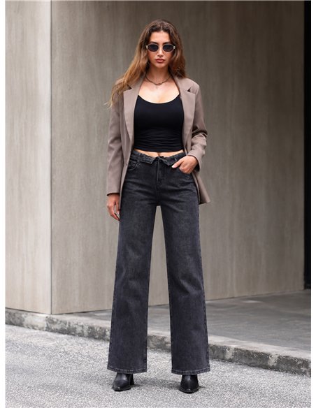 jean gris foncé à jambes larges