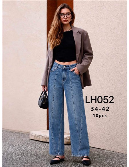 Jeans wide leg costuras