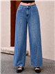 Jeans wide leg costuras