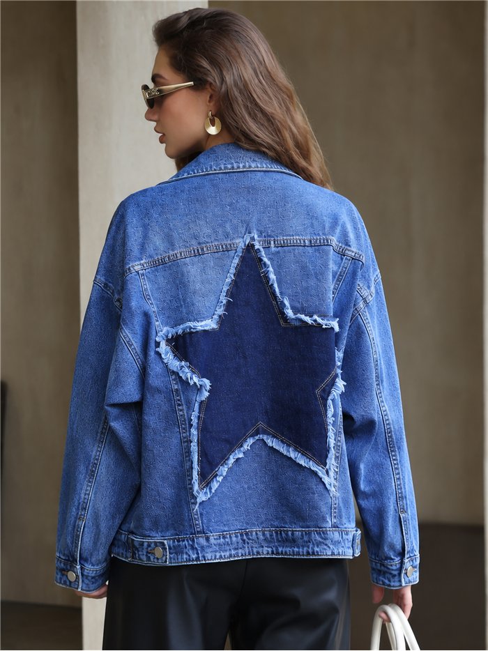 Chaqueta denim estrella desflecada