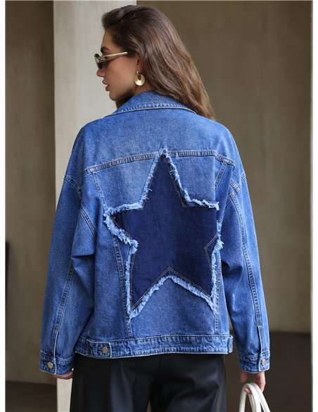 Chaqueta denim estrella desflecada