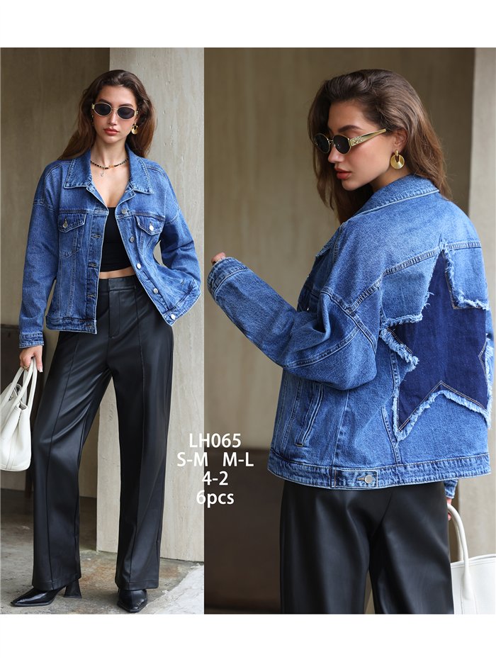 Chaqueta denim estrella desflecada