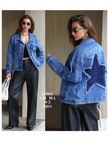 Chaqueta denim estrella desflecada