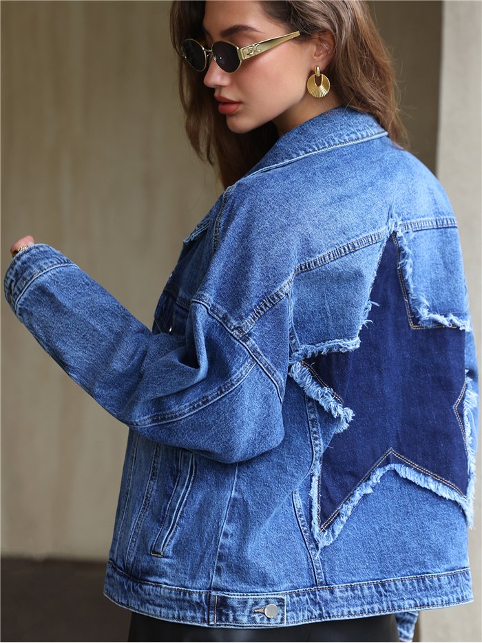 Chaqueta denim estrella desflecada