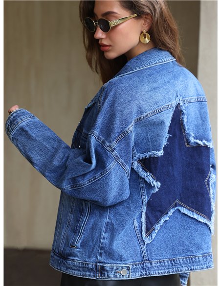Chaqueta denim estrella desflecada