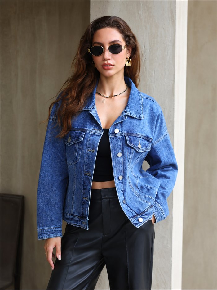 Chaqueta denim estrella desflecada