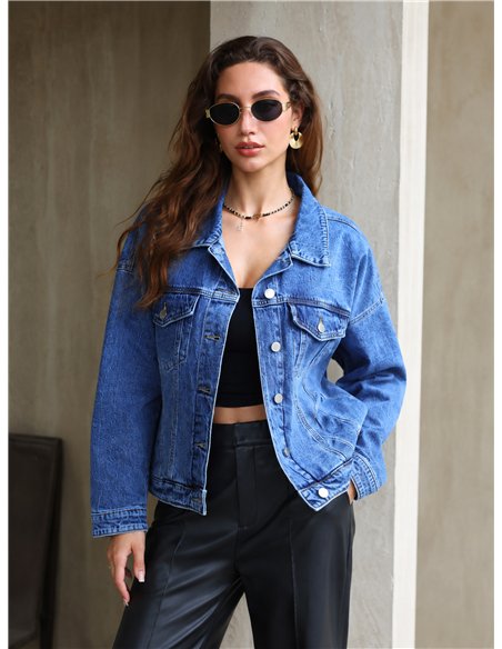 Chaqueta denim estrella desflecada