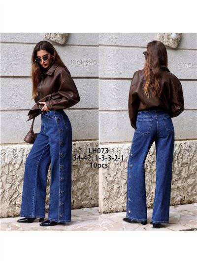 Jeans wide leg botones laterales 2