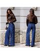 Jeans wide leg botones laterales