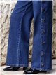 Jeans wide leg botones laterales