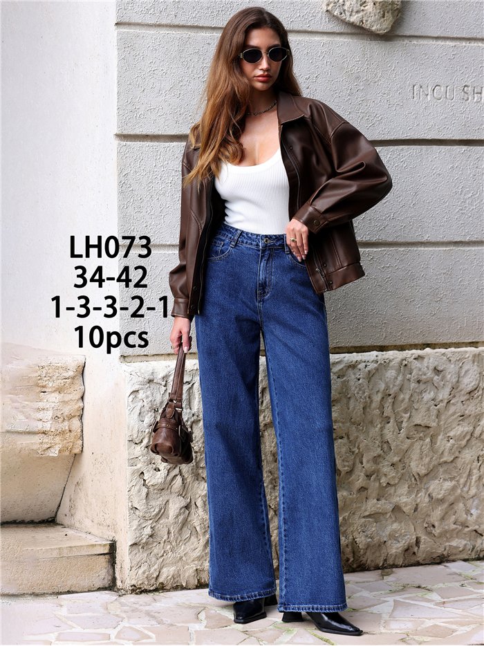 Jeans wide leg botones laterales