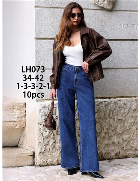 Jeans wide leg botones laterales