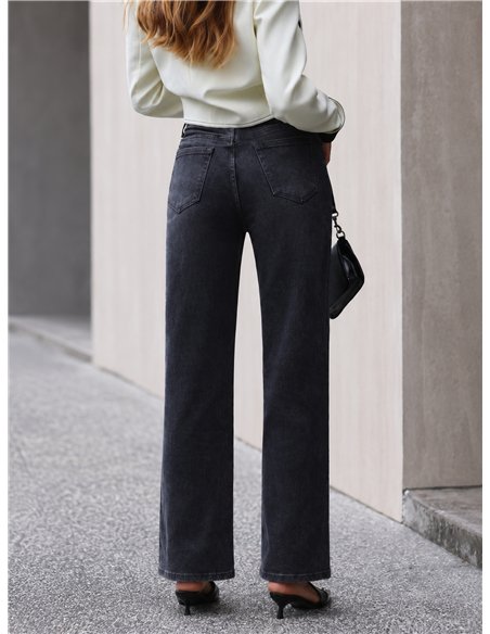 Jeans mit weitem Bein und Strasssteinen
