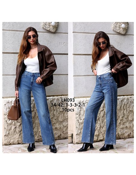 Jeans a gamba larga con borchie laterali