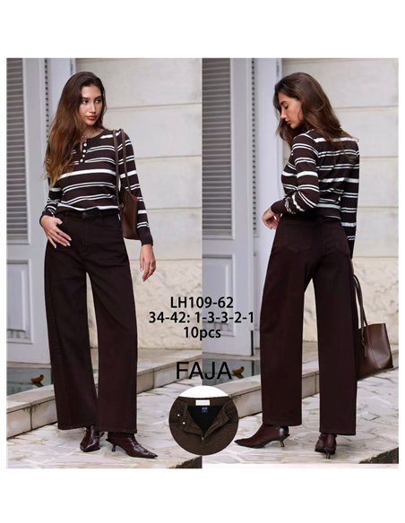 Jeans balloon chocolate con faja