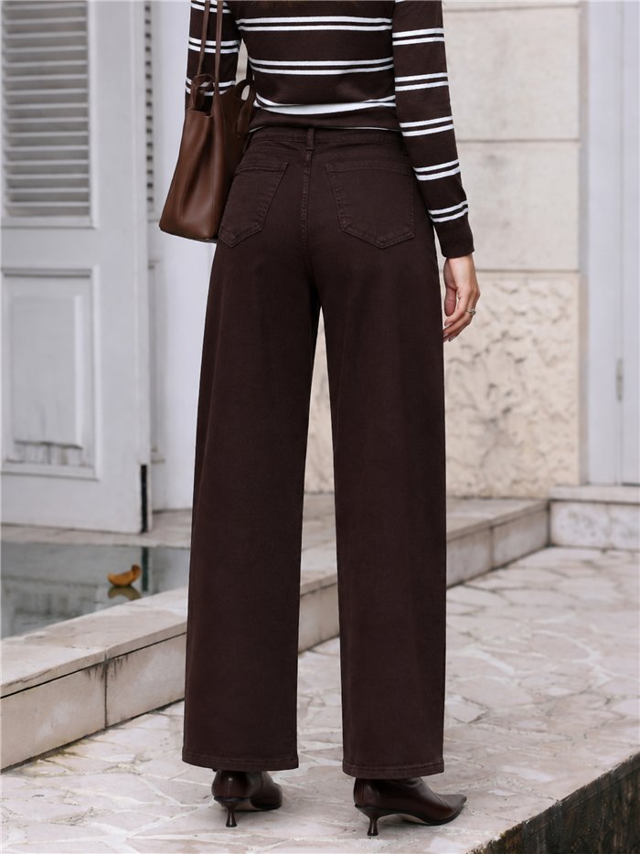 Jeans balloon chocolate con faja
