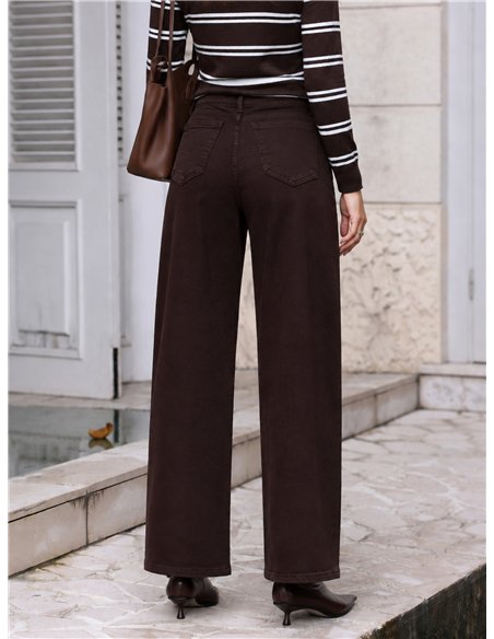 Jeans balloon chocolate con faja