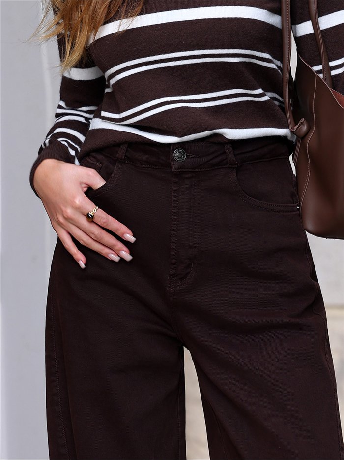 Jeans balloon chocolate con faja