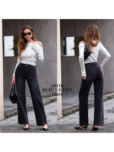 Jeans wide leg rombos strass 2