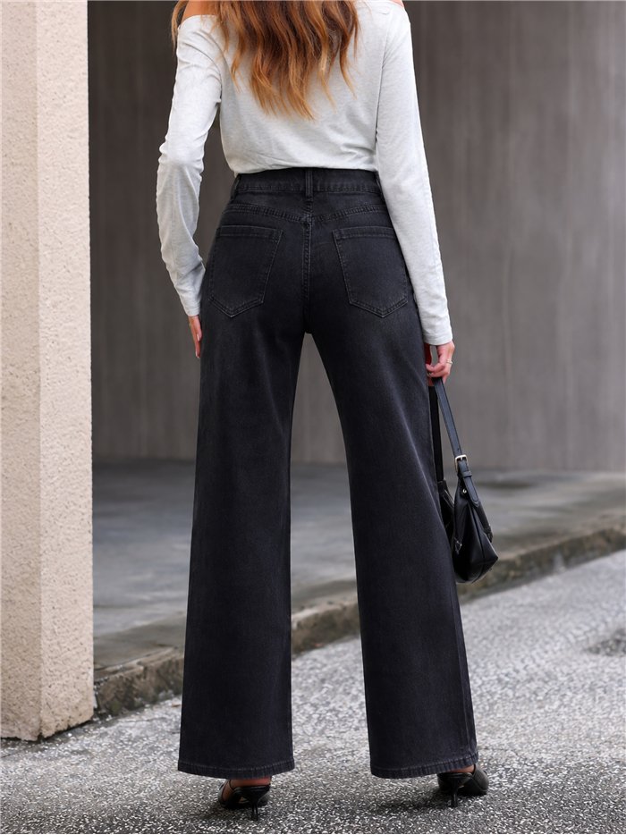 Jeans wide leg rombos strass