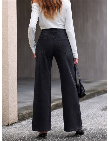 Jeans wide leg rombos strass