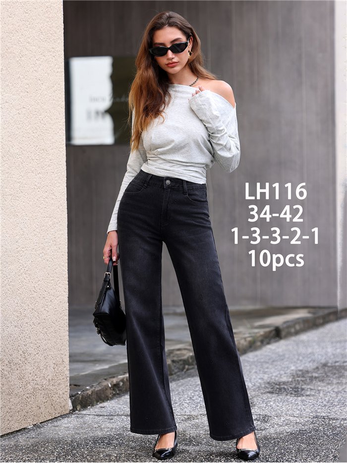 Jeans wide leg rombos strass