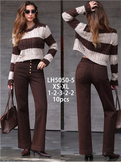 Jeans wide leg marrón botones multicolor 2