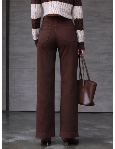 Jeans wide leg marrón botones multicolor