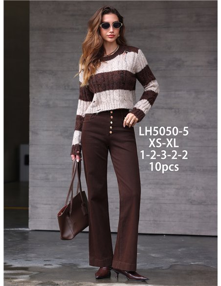 Jeans wide leg marrón botones multicolor