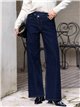 Jeans wide leg índigo cintura cruzada