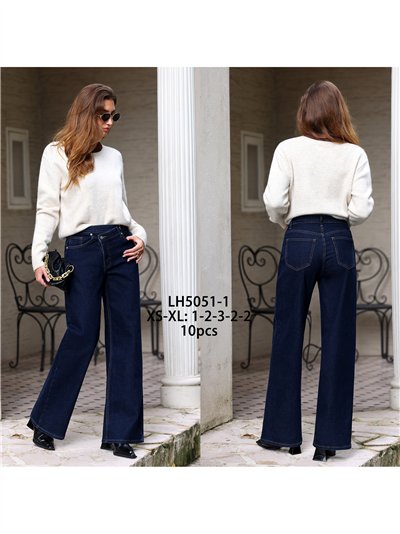 Jeans wide leg índigo cintura cruzada 2