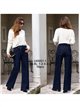 Jeans wide leg índigo cintura cruzada