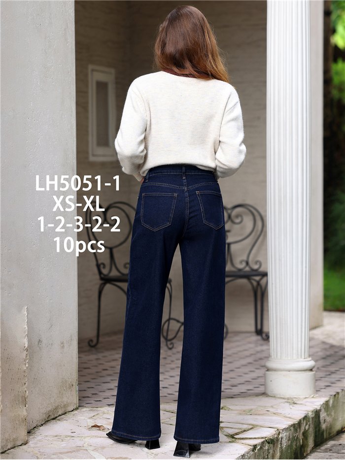 Jeans wide leg índigo cintura cruzada