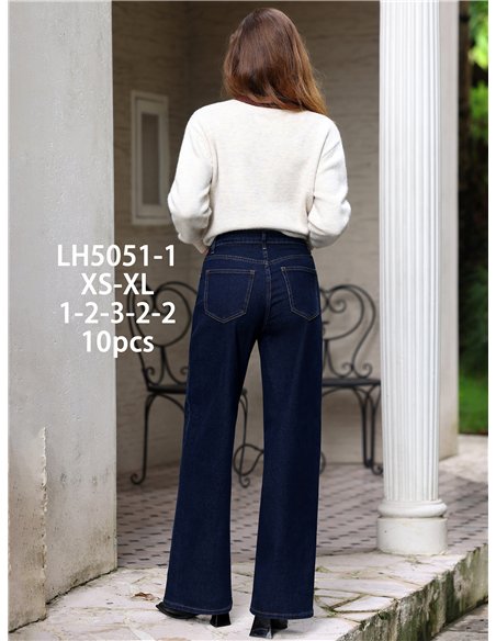 Jeans wide leg índigo cintura cruzada