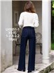 Jeans wide leg índigo cintura cruzada