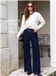 Jeans wide leg índigo cintura cruzada