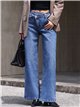 Jeans wide leg cintura cruzada
