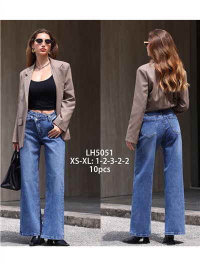 Jeans wide leg cintura cruzada 2