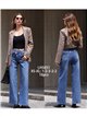 Jeans wide leg cintura cruzada