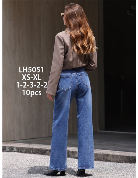 Jeans wide leg cintura cruzada