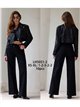 Jeans wide leg negros cintura cruzada