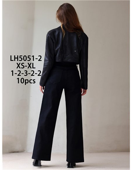 Jeans wide leg negros cintura cruzada