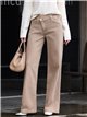 Jeans wide leg beige cintura cruzada