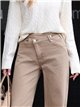 Jeans wide leg beige cintura cruzada