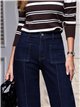 Jeans wide leg índigo bolsillos parche