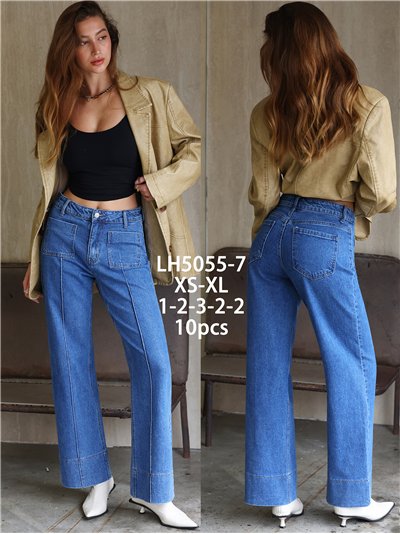 Jeans wide leg bolsillos parche 2
