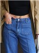 Jeans wide leg bolsillos parche