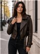 Chaqueta biker efecto piel cinturón